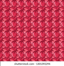 Seamless berry background texture. Pink and red vector pattern with stylized strawberries