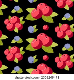 Seamless berry pattern. Hand drawn vector illustration for summer romantic cover, tropical wallpaper, vintage texture