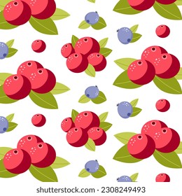 Seamless berry pattern. Hand drawn vector illustration for summer romantic cover, tropical wallpaper, vintage texture