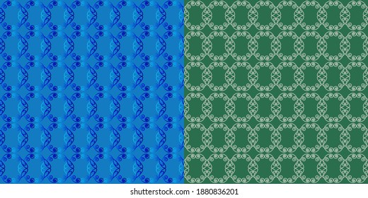 Seamless bicolor and gradient background with border ornament two color options textile pattern design for pastel linen, wrapping paper, wallpaper. Vector illustration
