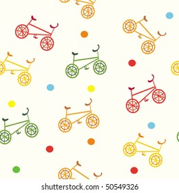 Seamless bicycle cartoon childish pattern