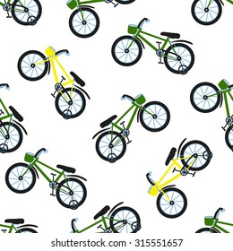 Seamless bicycle pattern. Kids bikes. Vector illustration