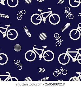 Seamless Bicycle Pattern on Dark Background Sporty and Urban Cycling Design