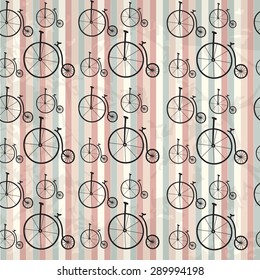 Seamless bicycle vector pattern. Hipster background. Can be used in textiles, for book design, website background.