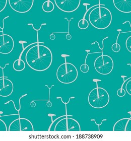 Seamless bicycles pattern. Bikes. Use for pattern fills, surface textures web page background, wallpaper. Easy to edit.