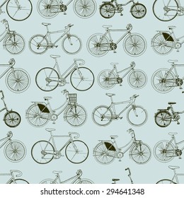 Seamless bicycles pattern. Stylish sporty print