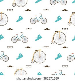 Seamless bicycles silhouette pattern. Vector illustration. Bike background. Can be used for textile design, web page background, surface textures, wallpaper
