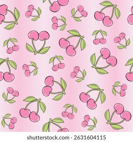 SEAMLESS BIG AND SMALL CHERRY PRINT OMBRE BACKGROUND