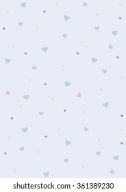 Seamless big and small hearts Pattern. Valentines day blue background. Eps10. Vector illustration