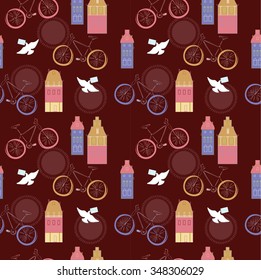 Seamless with bike and house