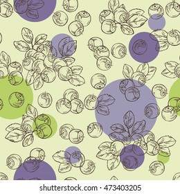 Seamless with bilberry . hand drawn