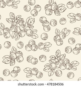 Seamless with bilberry . hand drawn