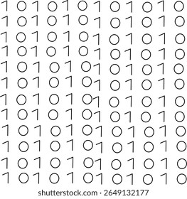 Seamless binary pattern with zeros and ones arranged in neat vertical lines. Ideal for tech, coding, or digital-themed backgrounds and designs.