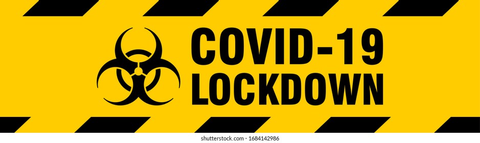 Seamless Biohazard Covid-19 Lockdown Warning Stripe. Vector Image.