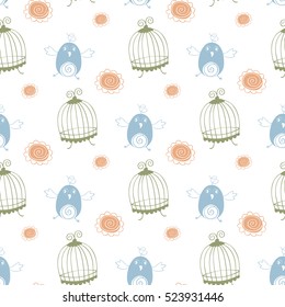 seamless bird pattern and background vector illustration