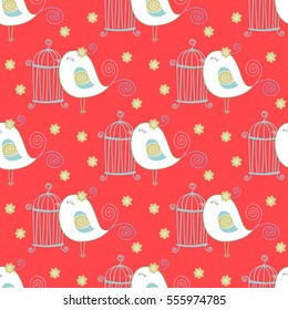 seamless bird pattern and background vector illustration