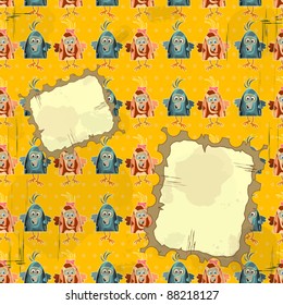 seamless bird pattern - funny birds on bright background