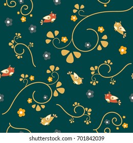 Seamless Bird Pattern. Modern Style. Vector Illustration