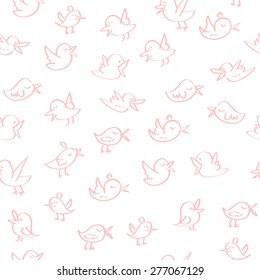 seamless bird pattern vector background. pink on a white background