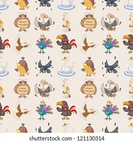 seamless bird pattern,cartoon vector illustration