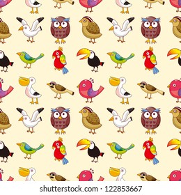 seamless bird pattern,cartoon vector illustration