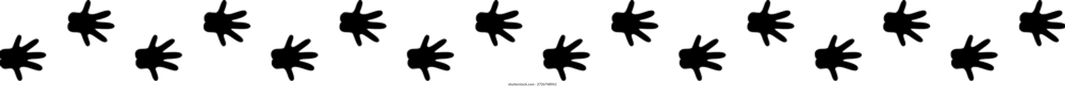 Padrão de silhueta de vetor de trilha de pássaro sem empoleiramento de pegadas de Passerine | Trilha de animais selvagens de repetição