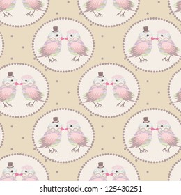 Seamless birds in love