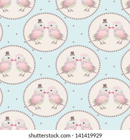 Seamless birds in love