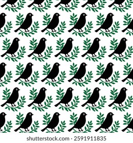 seamless birds  pattern design on white background