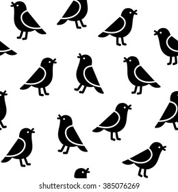 Seamless birds pattern. Simple cartoon birds vector illustration.