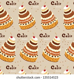 Seamless with birthday cake. Vector art