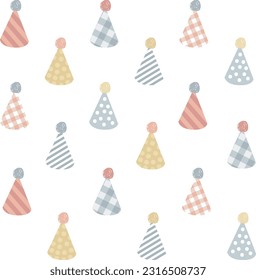 seamless birthday cap print and pattern, kids clothing print