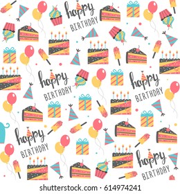 Seamless birthday pattern. Vector illustration