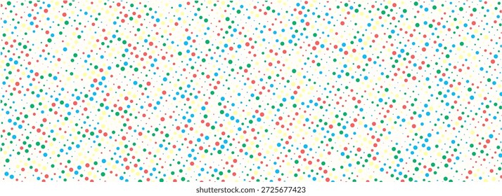 Padrão de ponto de polca de aniversário sem costura. Fundo de confete redondo brilhante colorido repetido. Papel de parede pontilhado bonito para papel de embrulho de Páscoa, design de decoração de aniversário, decoração infantil bday berçário. Eps10