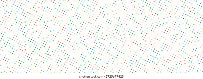 Seamless birthday polka dot pattern. Colorful bright repeated round confetti background. Cute dotted wallpaper for Easter wrapping paper, birthday decoration design, kid bday nursery decor. Eps10