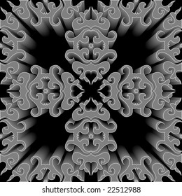Seamless black 3D ornament vector pattern