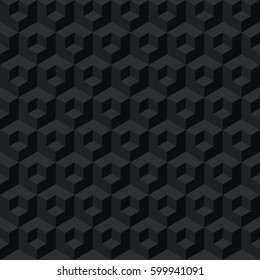 Seamless black abstract geometric dark shadow facet pattern