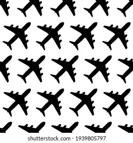 seamless black airplane pattern for the background. travel agency banner. color can be edited