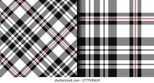 Seamless black andwhite vector plaid patterns