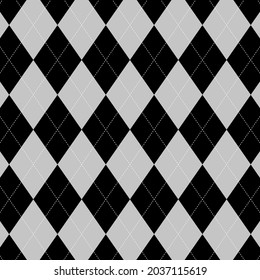 Seamless black argyle pattern. Traditional diamond check print background. Banners design, and web, internet ads.