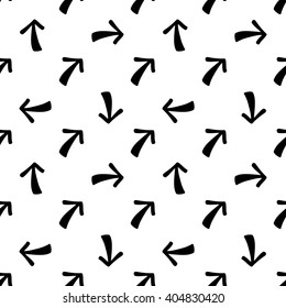 Seamless Black Arrow Pattern. Abstract Monochrome Background. Vector Regular Texture