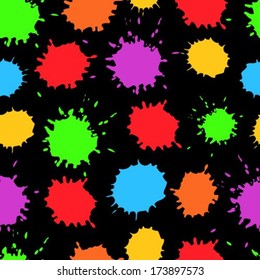 seamless black background with bright colored blots 