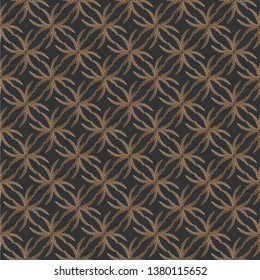 Seamless black background with brown leaves. Vector retro illustration. Ideal for printing on fabric or paper for wallpapers, textile, wrapping. 