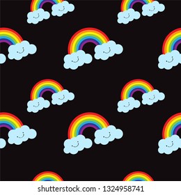 Seamless black background on rainbow pattern vector