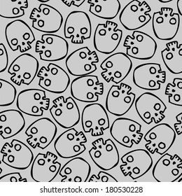 seamless black background with vector skulls