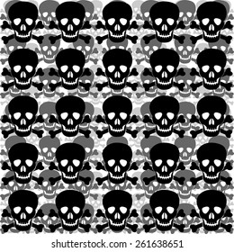 seamless black background with vector skulls
