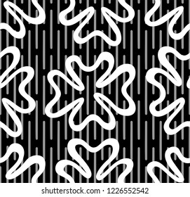 Seamless black background with white and grey pattern in baroque style. Vector retro illustration. Ideal for printing on fabric or paper for wallpapers, textile, wrapping. 