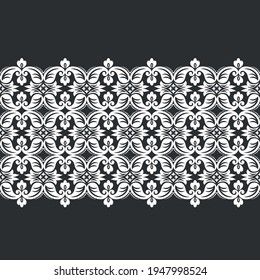 Seamless black background with white pattern in baroque style. Vector retro illustration. Ideal for printing on fabric or paper for wallpapers, textile, wrapping. 