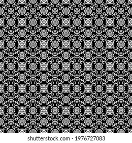 Seamless black background with white pattern in baroque style. Vector retro illustration. Islam, Arabic, Indian, ottoman motifs. Perfect for printing on fabric or paper.