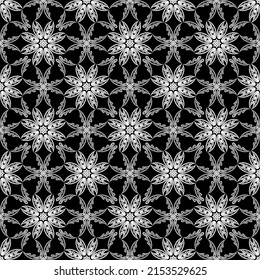 Seamless black background with white pattern in baroque style. Vector retro illustration. Ideal for printing on fabric or paper for wallpapers, textile, wrapping. 